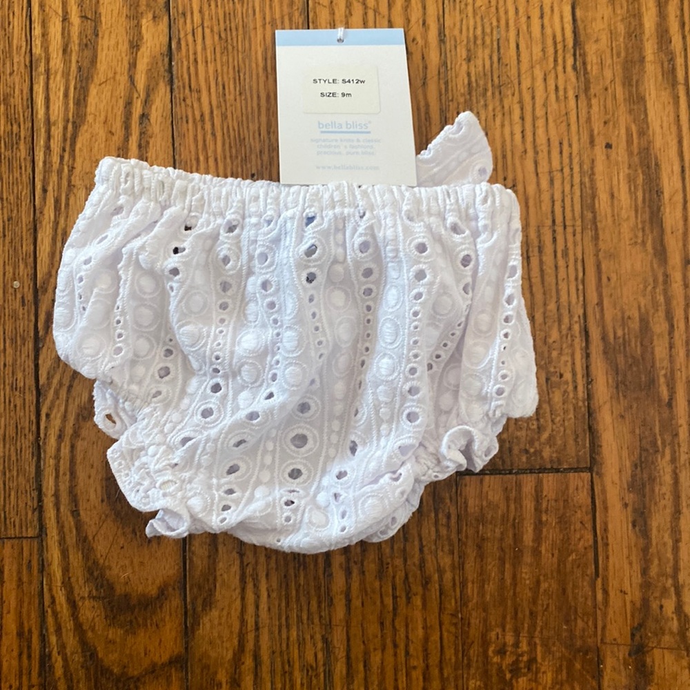 Bella Bliss White Eyelet Bloomers with Bow